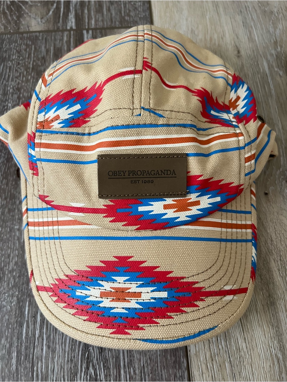 Obey Propaganda Tan Southwestern Print Five-Panel Cap